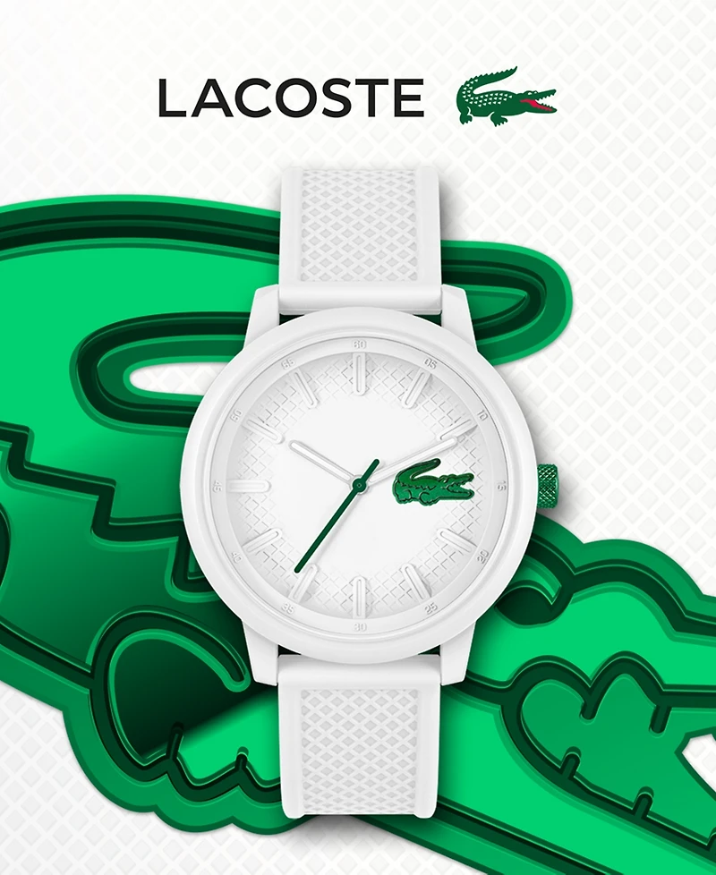 Lacoste Unisex L.12.12. White Silicone Strap Watch 48mm