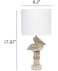 Simple Designs Shoreside 17.25" Tall Coastal Sitting Pelican Beige Wash Polyresin Bedside Table Desk Lamp