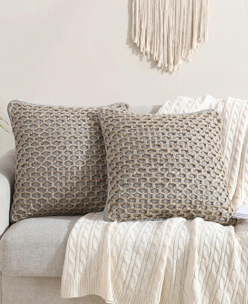 Boho Living Jada Jute Decorative Pillows 2 Piece Set, 20" x