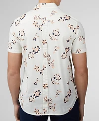 Ben Sherman Men's Linear Floral Print Short Sleeve Shirt