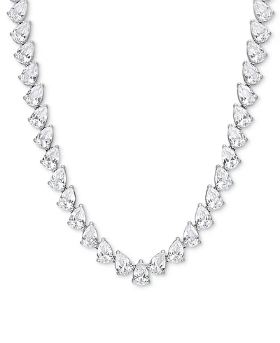 Lab-Grown White Sapphire Pear 18" Tennis Necklace (39-1/2 ct. t.w.) in Sterling Silver
