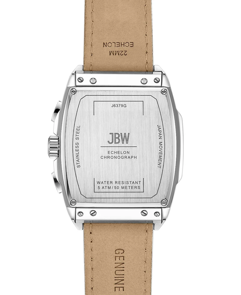 Jbw Men's Echelon Chronograph White Genuine Calf Leather Watch, 41mm