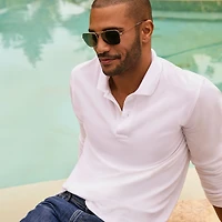 Lands' End Men's Comfort First Long Sleeve Mesh Polo