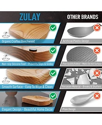 Zulay Kitchen Wood Spoon Rest For - Smooth Wooden Holder Stovetop