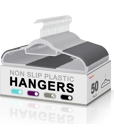 Plastic Non Slip Hangers 360° Swivel Hook Gray 50 Pack