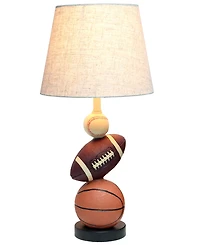 Simple Designs SportsLite 22" Tall Popular Sports Combo Basketball, Baseball, Football Polyresin Table Desk Lamp