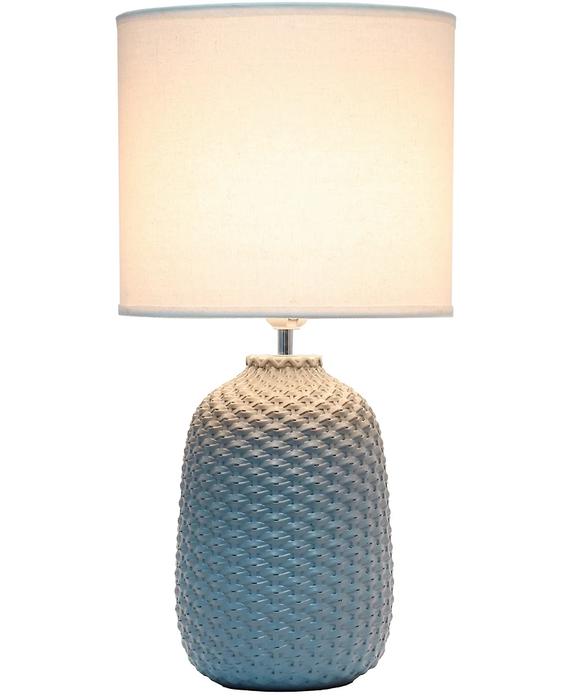 Simple Designs 20.4" Tall Traditional Ceramic Purled Texture Bedside Table Desk Lamp with White Fabric Drum Shade