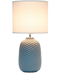 Simple Designs 20.4" Tall Traditional Ceramic Purled Texture Bedside Table Desk Lamp with White Fabric Drum Shade