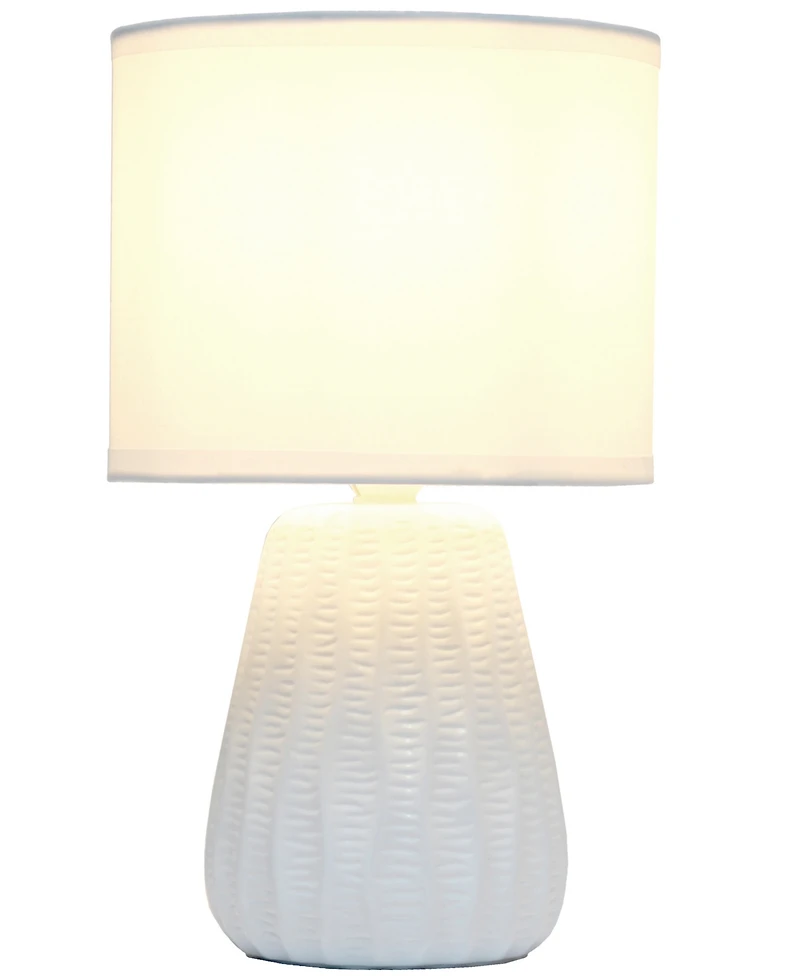 Simple Designs 11.02" Traditional Mini Modern Ceramic Texture Pastel Accent Bedside Table Desk Lamp with Matching Fabric Shade