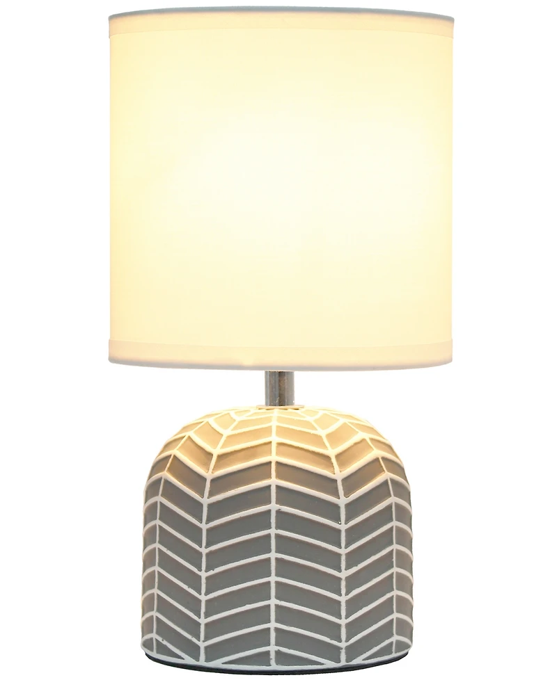Simple Designs 10.43" Petite Contemporary Webbed Waves Base Bedside Table Desk Lamp with White Fabric Drum Shade