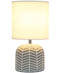 Simple Designs 10.43" Petite Contemporary Webbed Waves Base Bedside Table Desk Lamp with White Fabric Drum Shade