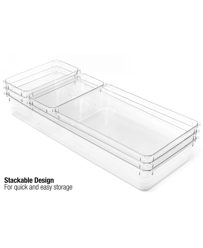 Sorbus Clear Drawer Organizer 5-Piece Set, Multi-Purpose Organizer Bins for Makeup, Vanity, Bathroom, and more