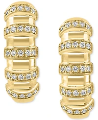 Effy Diamond Multirow Small Huggie Hoop Earrings (1/5 ct. t.w.) in 14k Gold, 0.625"