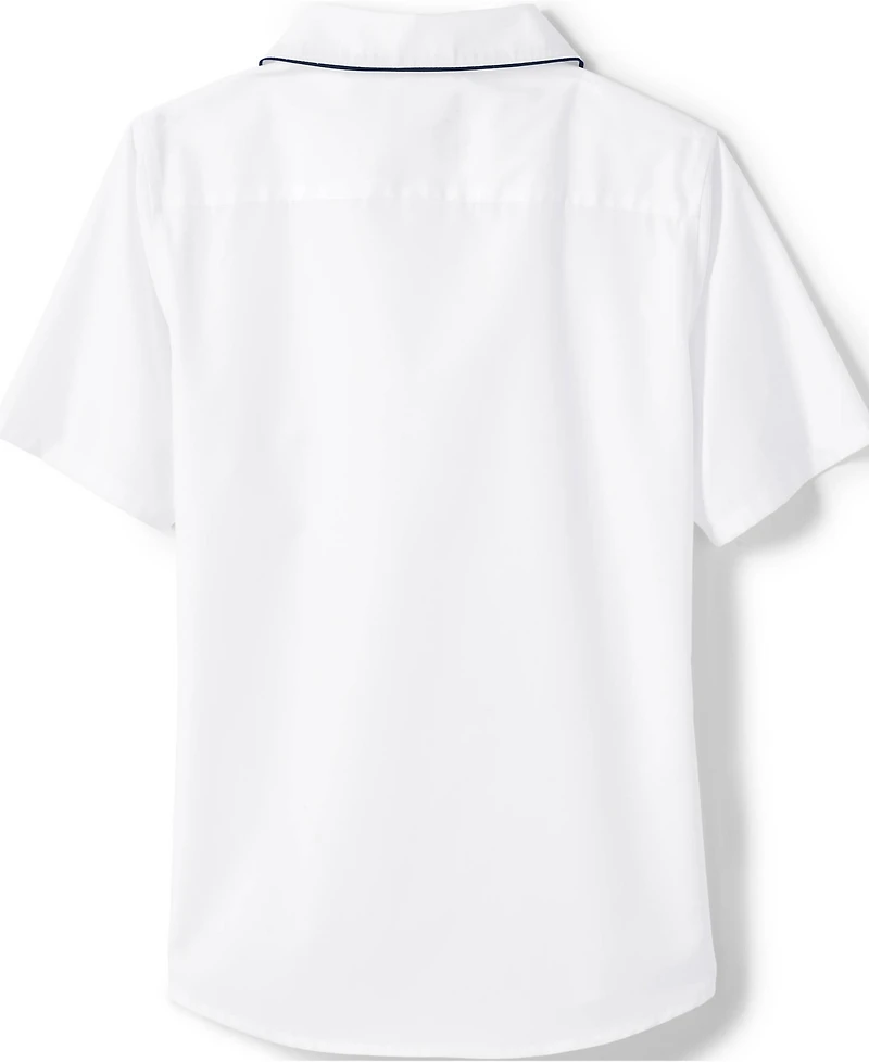 Lands' End Big Girls Piped Peter Pan Collar Broadcloth Shirt