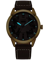 Citizen Eco-Drive Men's Disney Brown Leather Strap Watch 41mm