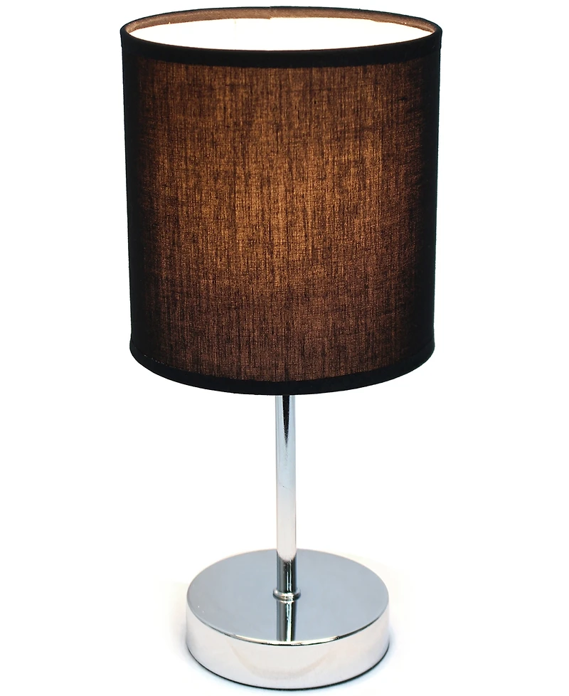 Creekwood Home Nauru 11.81" Traditional Petite Metal Stick Bedside Table Desk Lamp Chrome with Fabric Drum Shade