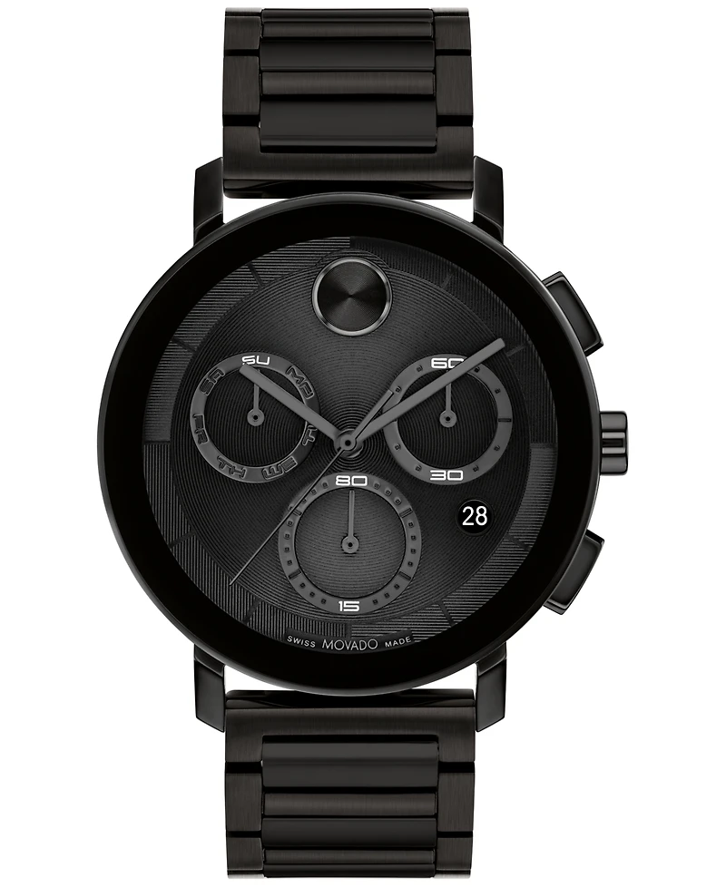 Movado Men's Swiss Chronograph Bold Evolution 2.0 Black Ion Plated Steel Bracelet Watch 42mm