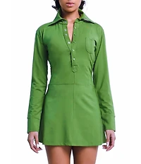 Dai Moda Women's Shirt Mini Dress (Dm Green)