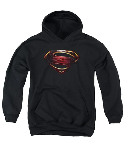 Justice League Movie Youth Superman Logo Pull Over Hoodie / Hooded Sweatshirt