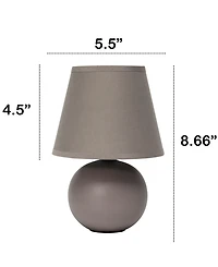 Creekwood Home Nauru 8.66" Traditional Petite Ceramic Orb Bedside Table Desk Lamp Two Pack Set, Tapered Drum Fabric Shade
