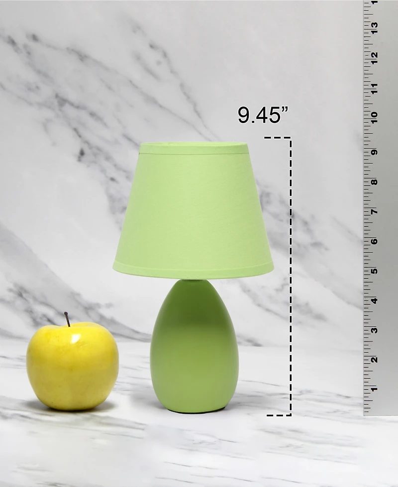 Creekwood Home Nauru 9.45" Traditional Petite Ceramic Oblong Bedside Table Desk Lamp with Tapered Drum Fabric Shade