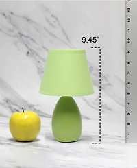 Creekwood Home Nauru 9.45" Traditional Petite Ceramic Oblong Bedside Table Desk Lamp with Tapered Drum Fabric Shade