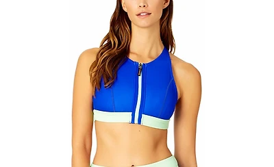 Coppersuit Women's Colorblock Zip Longline Bra Swim Top