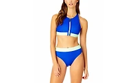 Coppersuit Women's Colorblock Zip Longline Bra Swim Top