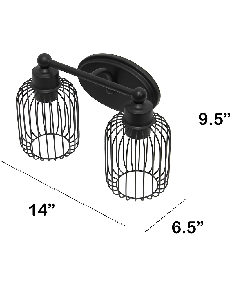 Lalia Home Ironhouse Two Light Industrial Decorative Cage Vanity Uplight Downlight Wall Mounted Fixture
