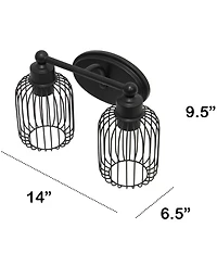 Lalia Home Ironhouse Two Light Industrial Decorative Cage Vanity Uplight Downlight Wall Mounted Fixture