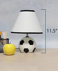 Simple Designs SportsLite 11.5" Tall Athletic Sports Soccer Ball Base Ceramic Bedside Table Desk Lamp with White Empire Fabric Shade