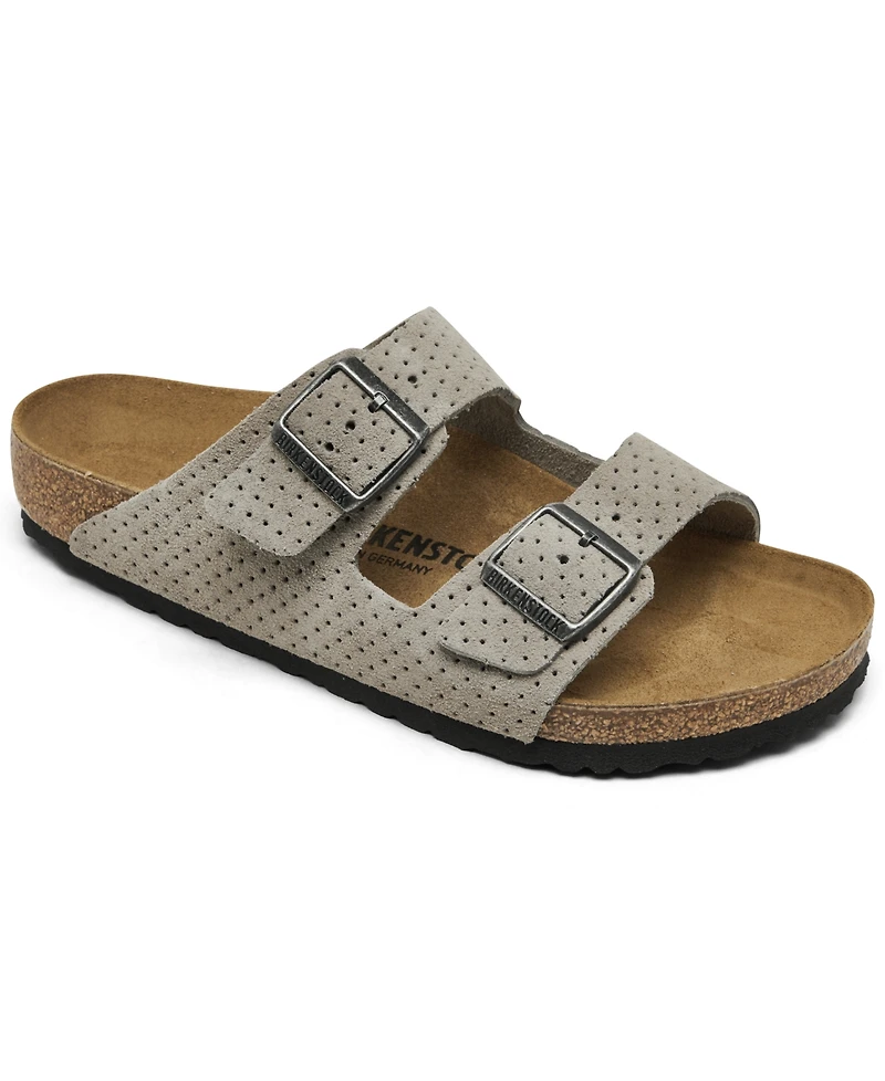 Birkenstock Men's Arizona Suede Embossed Dotted Adjustable Slide Sandals from Finish Line