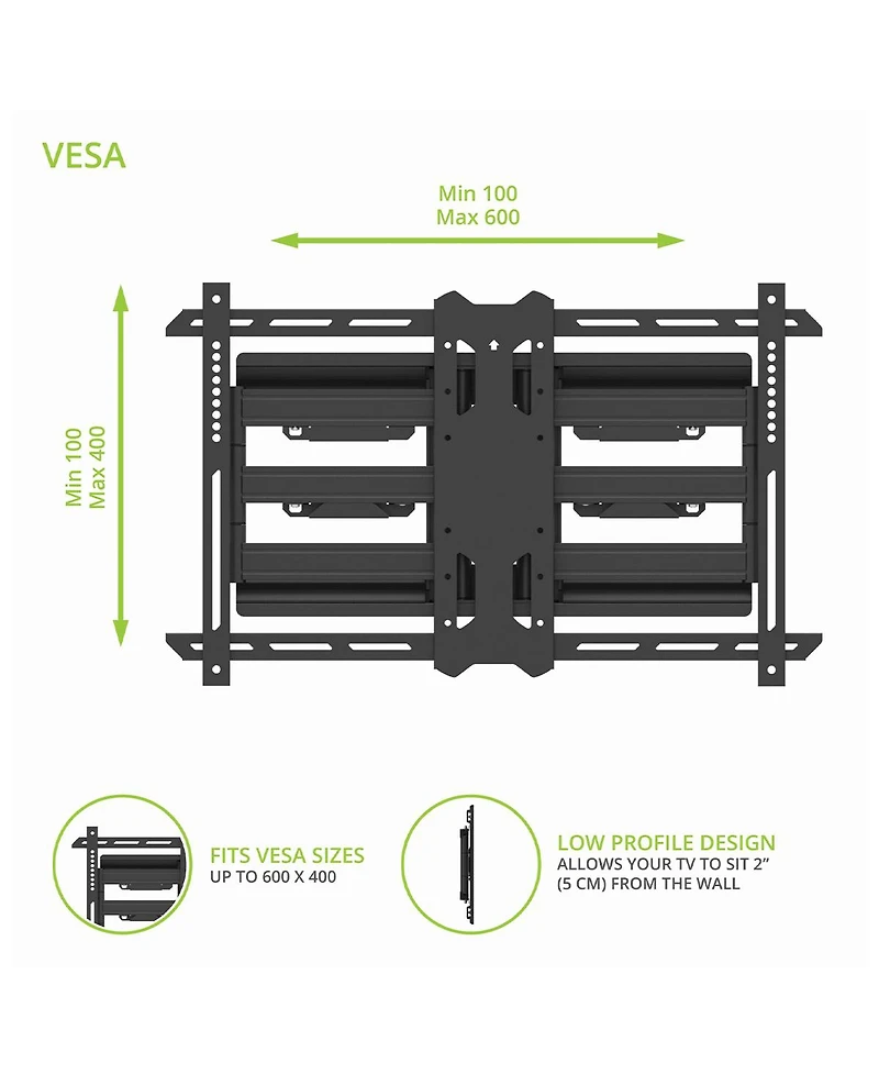 Kanto PDX650SG Stainless Steel Full-Motion Dual Stud Outdoor Tv Mount for 37" - 75" TVs