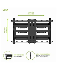 Kanto PDX650SG Stainless Steel Full-Motion Dual Stud Outdoor Tv Mount for 37" - 75" TVs