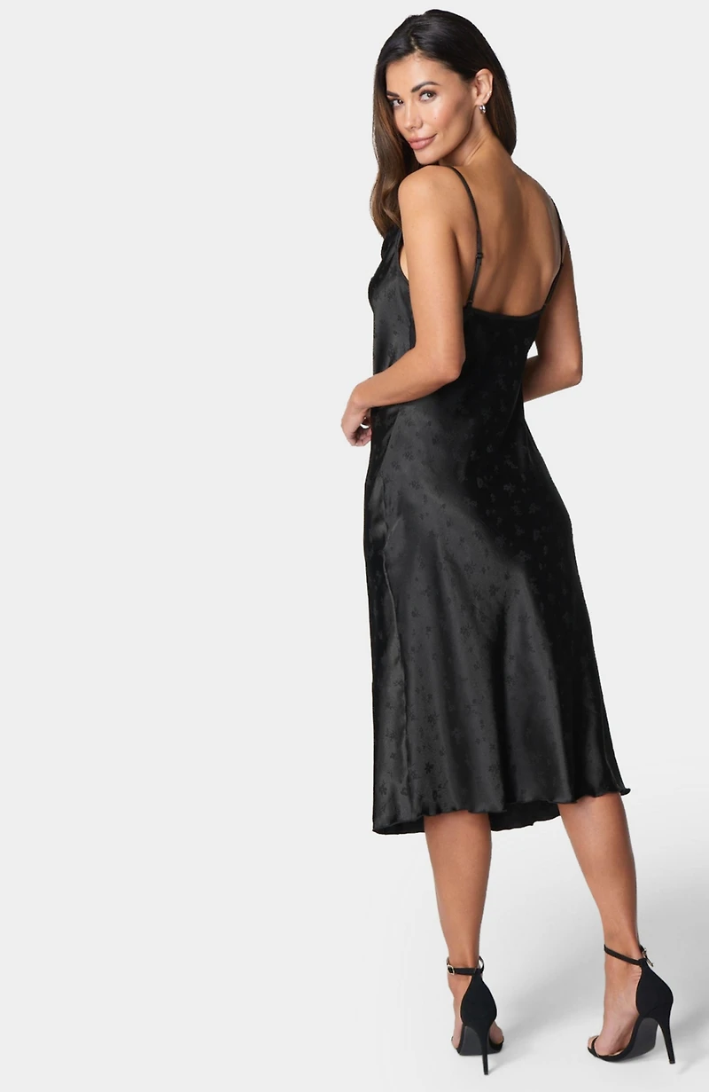 Bebe Women's Satin Jacquard Midi Slip Dress