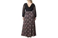 Kiyonna Plus Mon Tresor Long Sleeve Lace Evening Gown