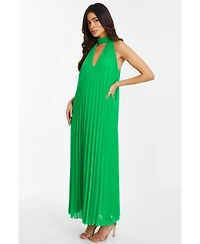 Quiz Women's Chiffon Pleated High Neck Midi Dress