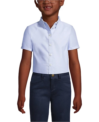 Lands' End Big Girls Short Sleeve Oxford Dress Shirt