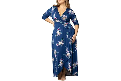 Kiyonna Plus Size Meadow Dream Maxi Wrap Dress