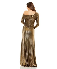 Mac Duggal Women's Long Sleeve Off The Shoulder Metallic Gown