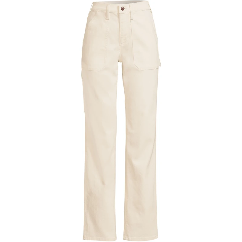 Lands' End Women's Recycled Denim High Rise Straight Leg Utility Jeans
