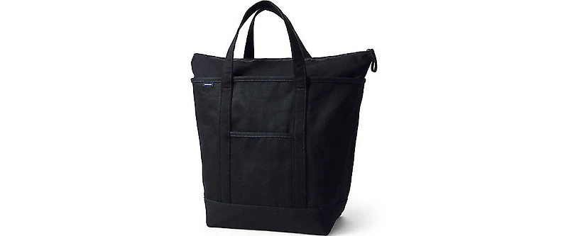 Lands' End School Uniform Large Solid Color 5 Pocket Zip Top Canvas Tote Bag