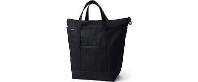 Lands' End School Uniform Large Solid Color 5 Pocket Zip Top Canvas Tote Bag