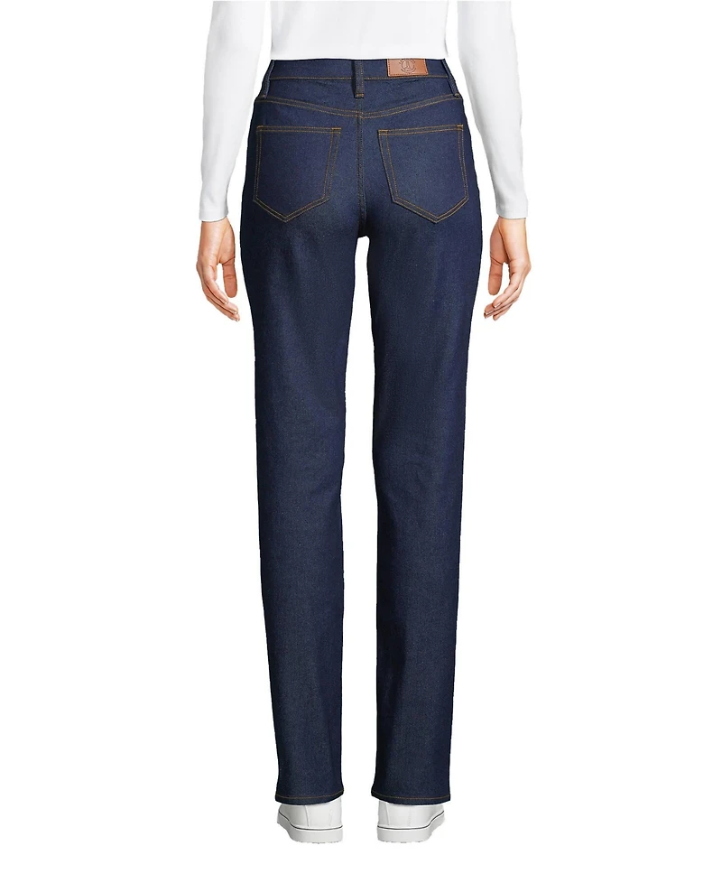 Lands' End Women's Tall Recover High Rise Straight Leg Blue Jeans