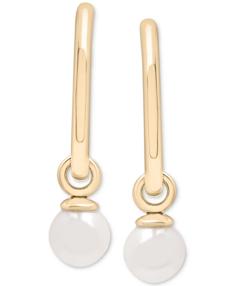 Audrey by Aurate Cultured Freshwater Pearl (5mm) Dangle Small Hoop Earrings in Gold Vermeil, Created for Macy's