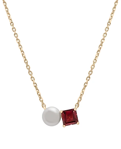 Audrey by Aurate Cultured Freshwater Pearl (5mm) & Rhodolite (5/8 ct. t.w.) Two Stone Adjustable 18" Pendant Necklace Gold Vermeil , Exclusively at