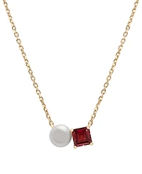 Audrey by Aurate Cultured Freshwater Pearl (5mm) & Rhodolite (5/8 ct. t.w.) Two Stone Adjustable 18" Pendant Necklace Gold Vermeil , Exclusively at