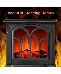 Sugift 16in W Electric Fireplace Flame Stove Heater Space Heater Indoor