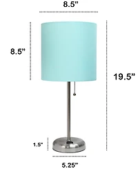 Creekwood Home Oslo 19.5" Contemporary Bedside Standard Metal Table Desk Lamp with White Drum Fabric Shade