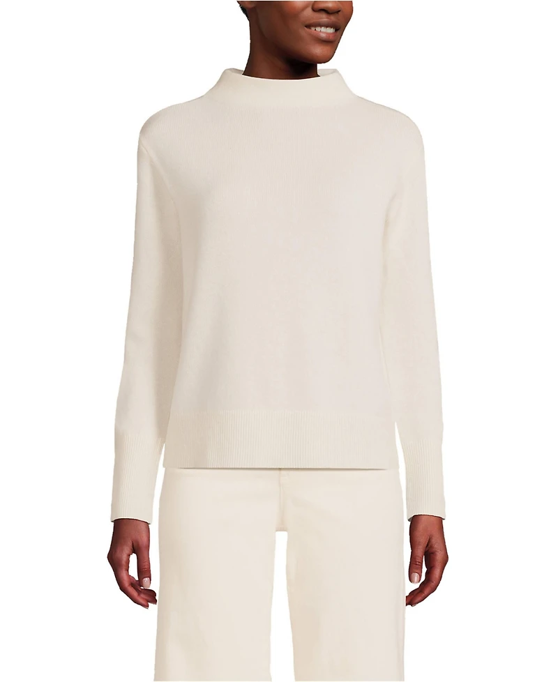Lands' End Women's Cashmere Funnel Neck Sweater